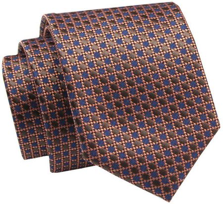 Męski Krawat - 6cm - Angelo di Monti - Drobny Wzór Beżowobrązowy KRADM1904