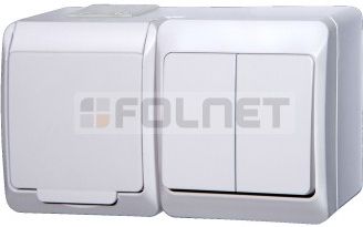 Elektro-Plast Łącznik natynkowy świecznikowy + gniazdo z uziemieniem IP44 - Hermes 0327-14