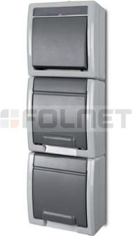 Elektro-Plast Łącznik natynkowy schodowy jednobiegunowy + Gniazdo podwójne z uziemieniem w pionie - Aquant 1262-10