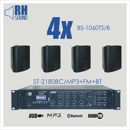 RH SOUND ST-2180BC/MP3+FM+BT + 4x BS-1060TS/B