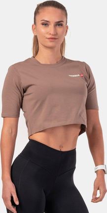 Nebbia Women‘S T Shirt Crop Top Minimalist Logo Brown