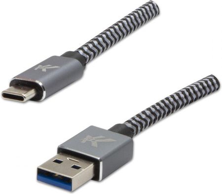LOGO KABEL USB (3.2 GEN 1), USB A M- USB C M, 1M, 5 GB/S, 5V/3A, SZARY, , BOX, METALOWY OPLOT, ALUMINIOWA OSŁONA ZŁĄCZA  ()