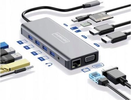 ZENWIRE ZENWIRE ADAPTER HUB 12W1 USB-C 2X HDMI VGA USB JACK SD LAN (1026902368)  (1026902368)