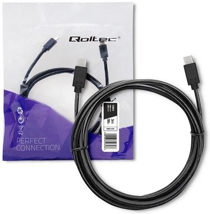 QOLTEC QOLTEC KABEL USB 3.1 TYP C MĘSKI | USB 3.1 TYP C MĘSKI | 3M |  (52353) CZARNY (52353)