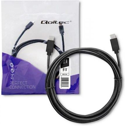 QOLTEC  KABEL USB 2.0 TYP C MĘSKI | USB 2.0 TYP C MĘSKI | 3M | CZARNY (52348)  (52348)