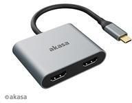 Akasa adaptér USB-C na HDMI MST (single or dual display output, HDMI), 4K@30Hz dual, 4K@60Hz sigle (AKA)