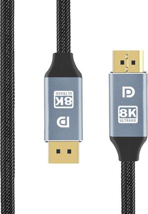 ALOGY KABEL ZE ZŁĄCZEM ALOGY 2X DISPLAY PORT DP 1.4 8K 30AWG DO TV PC 1M SZARY (45648UNIW) - zdjęcie 5