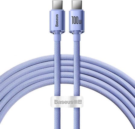 BASEUS KABEL USB-C DO USB-C  CRYSTAL, 100W, 2M (FIOLETOWY)  (030625)