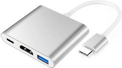ALOGY ADAPTER HUB 3W1 ALOGY PRZEJŚCIÓWKA USB-C 3.0 HDMI USB-A  SREBRNY (42672UNIW)