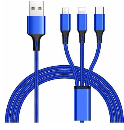 Premiumcord Kabel 3 in 1 USB, 3 konektory USB Type-C + micro USB + Lightning pro Apple, 1.2m (PRC)