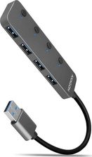 Axagon HUE-MSA, 4x USB 3.2 Gen 1 SWITCH hub, kovový, micro USB nap. konektor, kabel USB-A 20cm (AXN)