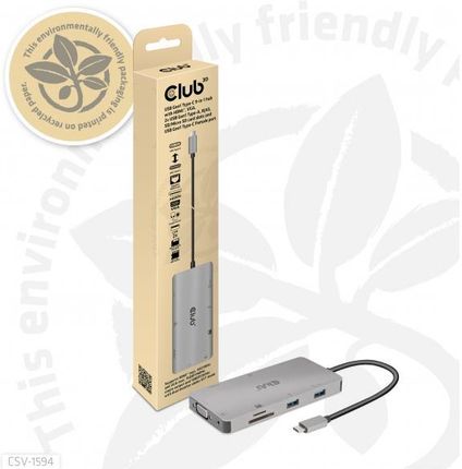 Club 3D Club3D hub USB-C, 9-in-1 hub s HDMI, VGA, 2x USB Gen1 Type-A, RJ45 (CL3)