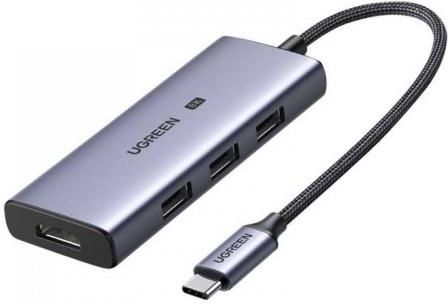 Ugreen Adapter 4w1 CM500 Hub USB-C do 3x USB 3.0 + HDMI2.1 8K (szary) (50629)