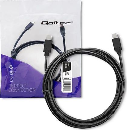 QOLTEC KABEL USB  KABEL USB  3.1 TYP C MĘSKI | USB 3.1 TYP C MĘSKI | 3M | CZARNY (52353)  (52353)