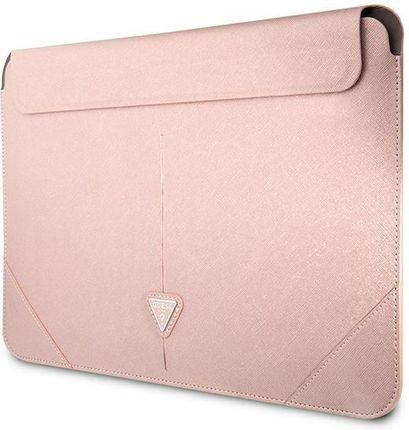 Guess Saffiano Triangle Logo Sleeve - 16" różowy (GUCS16PSATLP)