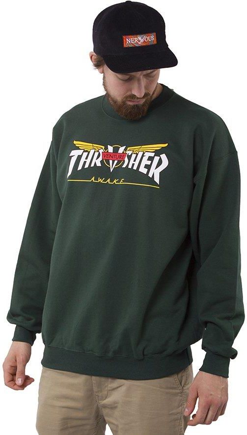 Thrasher Bluza M ska X Venture Collab Crewneck Green Ceny i