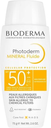 Naos Bioderma Photoderm Mineral Fluide, fluid mineralny do skóry wrażliwej i alergicznej SPF50+, 75g