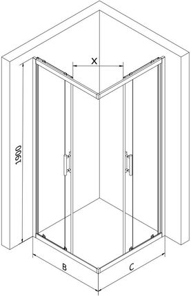 Mexen Rio 90x90cm Szron Chrom + Brodzik Flat Biały 860-090-090-01-30-4010 - zdjęcie 2