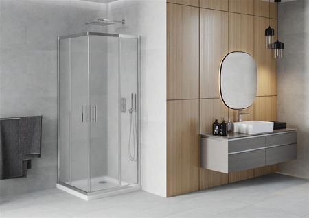 Mexen Rio 90x90cm Szron Chrom + Brodzik Flat Biały 860-090-090-01-30-4010 - zdjęcie 3
