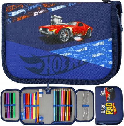 Starpak Piórnik Trzykomorowy Z Wyposażeniem Hot Wheels Granatowy 486071