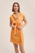Zdjęcie Mango sukienka lniana Pepper kolor pomarańczowy mini prosta - Bytom Odrzański