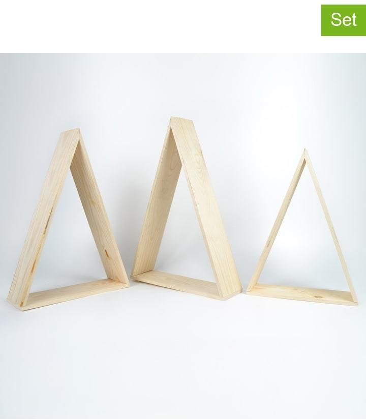 Woody Kid Store Regały Ścienne (3 Szt.) Triangle W Kolorze Beżowym