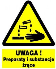 Znak z PCV Uwaga! Preparaty i substancje żrące ZOO-11