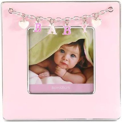 Ramka dziecięca z masy perłowej - różowa, Baby, serduszka 473-3310