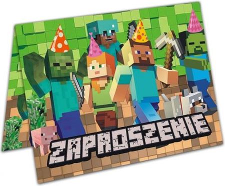 Cocobird Zaproszenia Na Urodziny Dla Dzieci - Minecraft Piksele (ZP46)