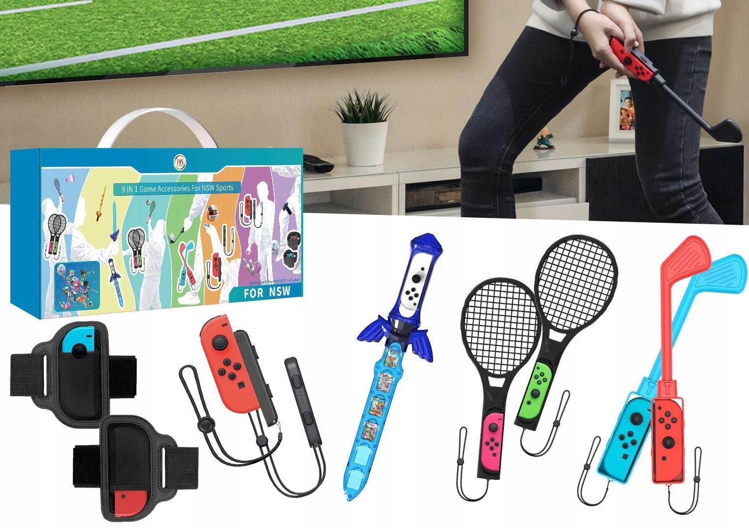 JYS Zestaw Akcesoria 9w1 do Joy-Con Nintendo Switch