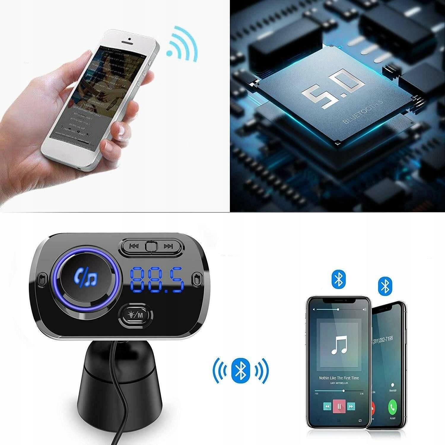 DexXer TRANSMITER FM BLUETOOTH 5.0 USB WIELOFUNKCYJNY SAMOCHODOWY 8w1 BC49BQ