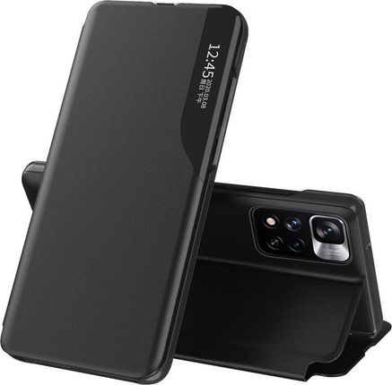Clear View Eco Leather Case elegancki futerał etui z klapką i funkcją podstawki Xiaomi Poco X4 NFC 5G Czarny