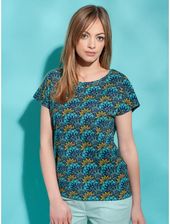 Zdjęcie Turkusowy t-shirt w roślinne motywy - Serock