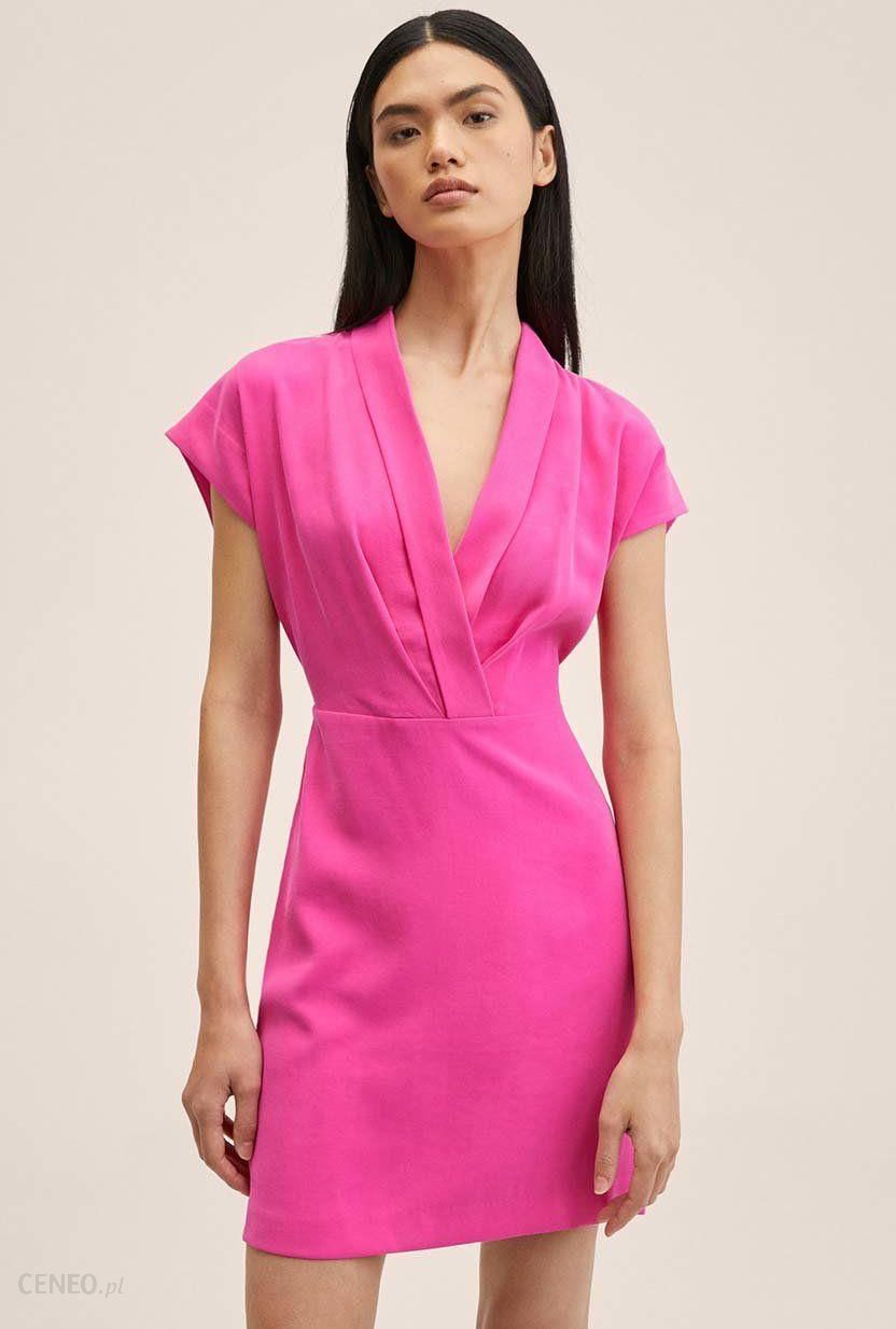 Mango sukienka Palma kolor różowy mini dopasowana - Ceny i opinie 