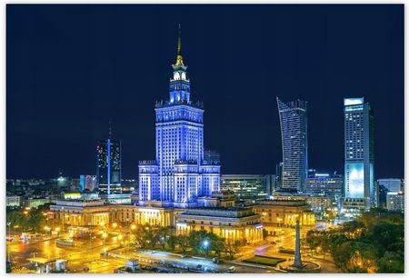 Fototapety 200x135 Warszawa nocą Pałac