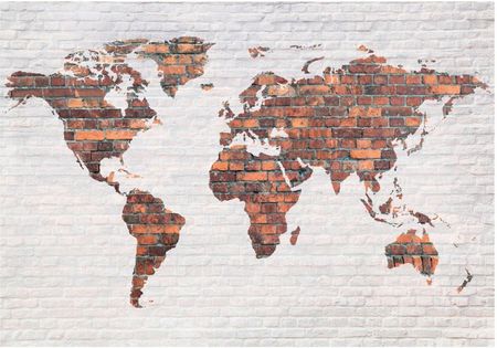 Fototapeta mapa świata ceglana mur cegły 100x70