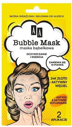 Aa Maska Bąbelkowa Do Twarzy Oczyszczanie I Energia Bubble Mask Face 2 X 4 Ml