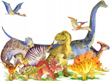 Fototapeta dziecięca dinozaury akwarela 135x90