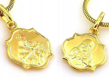 Złoty medalik 333 szkaplerz z Jezusem dwustronny