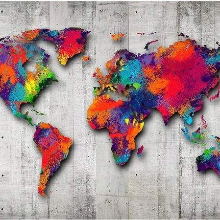 Fototapeta 350x245 - Kolorowa mapa świata Beton