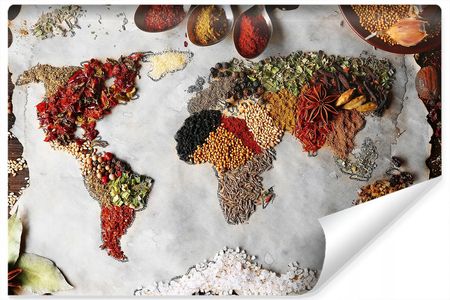 Fototapeta Przyprawy Mapa Świata do Kuchni 180x120