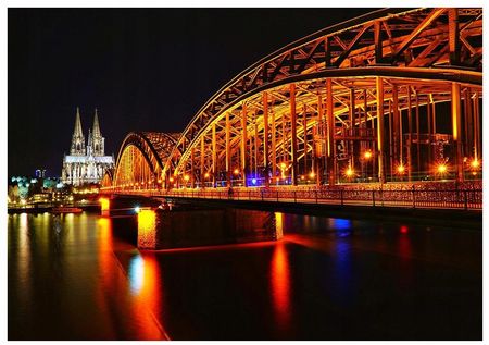 Fototapeta 3D most miasto noc rzeka 368x254 F00952