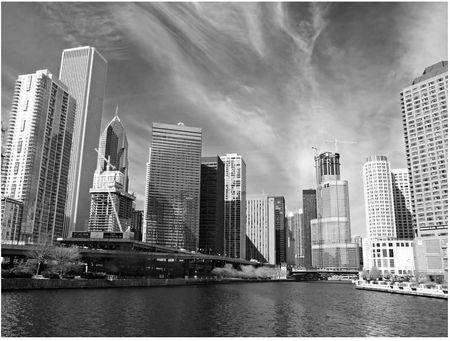 Fototapeta - Panorama Chicago bl and white 200X154