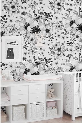 Fototapeta Czarno-biały kwiatowy wzór 104x70 cm