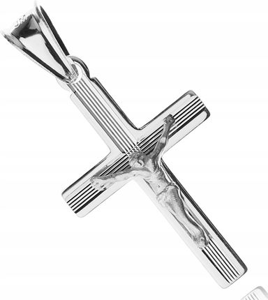 Srebrny Krzyżyk Diamentowany Jezus Ukrzyżowany