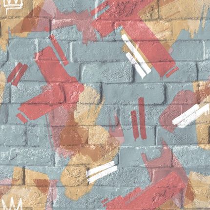 Tapeta Imitacja Cegły Graffiti Kolorowa Flizelina