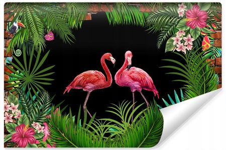 Fototapeta do Salonu Flamingi Cegły Dekor 360x240