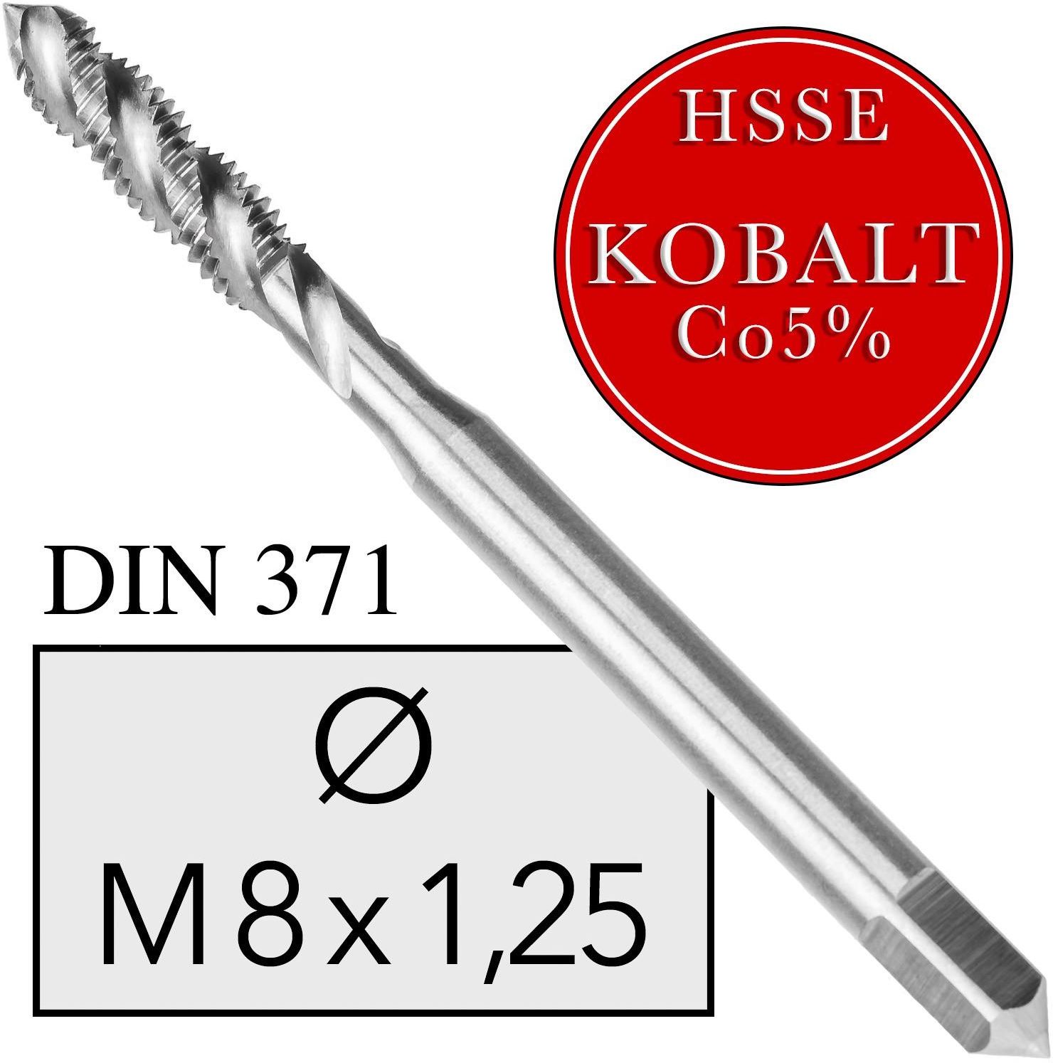 Melver M8X1,25 Gwintownik Maszynowy Hsse Co5 Kobalt Din 371 Skrętny ...