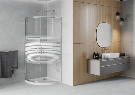Mexen Rio 80x80cm Pasy Chrom + Brodzik Flat Biały 863-080-080-01-20-4110 - zdjęcie 5