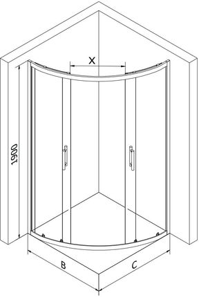 Mexen Rio 80x80cm Pasy Chrom + Brodzik Flat Biały 863-080-080-01-20-4110 - zdjęcie 2